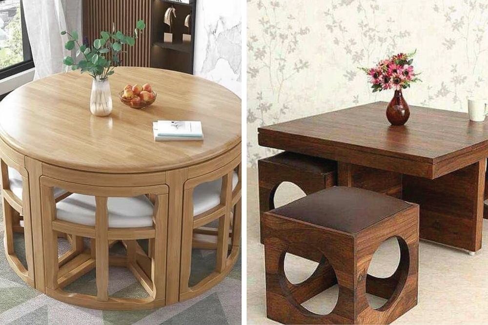 Tuck-in chairs for dining ideas for small spaces