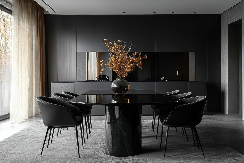 Monochrome minimalism dining room tables with modern design