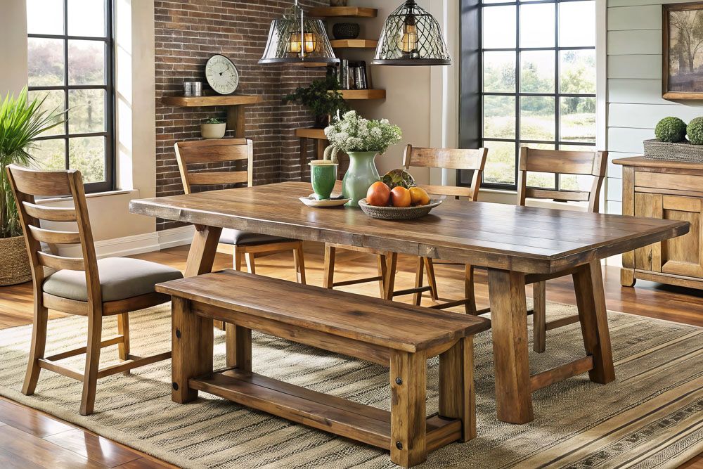 Farmhouse style kitchen and dining area design