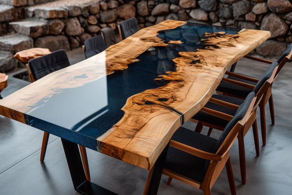 Epoxy dining room table accents
