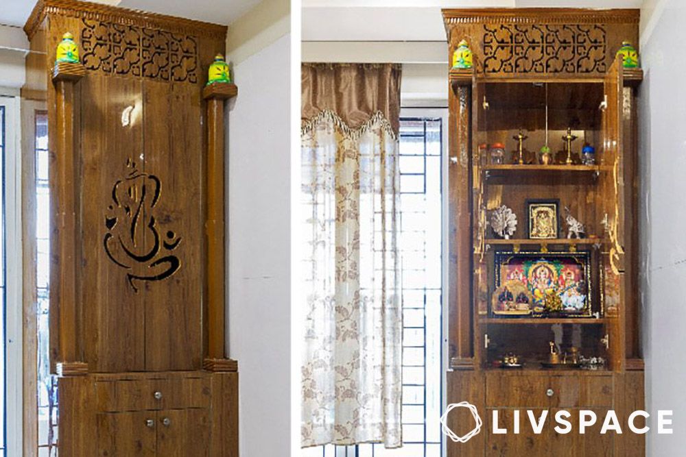 full length pooja room door designs made of plywood or MDF