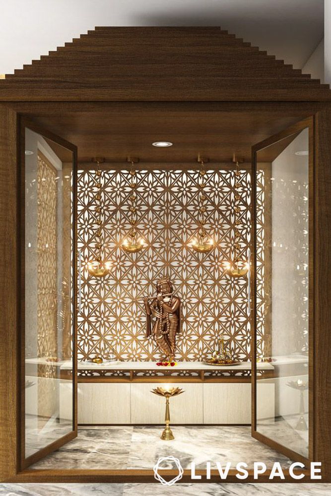 pooja room plain glass door designs