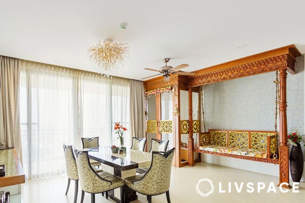 Mixed but simple pooja room door designs for home