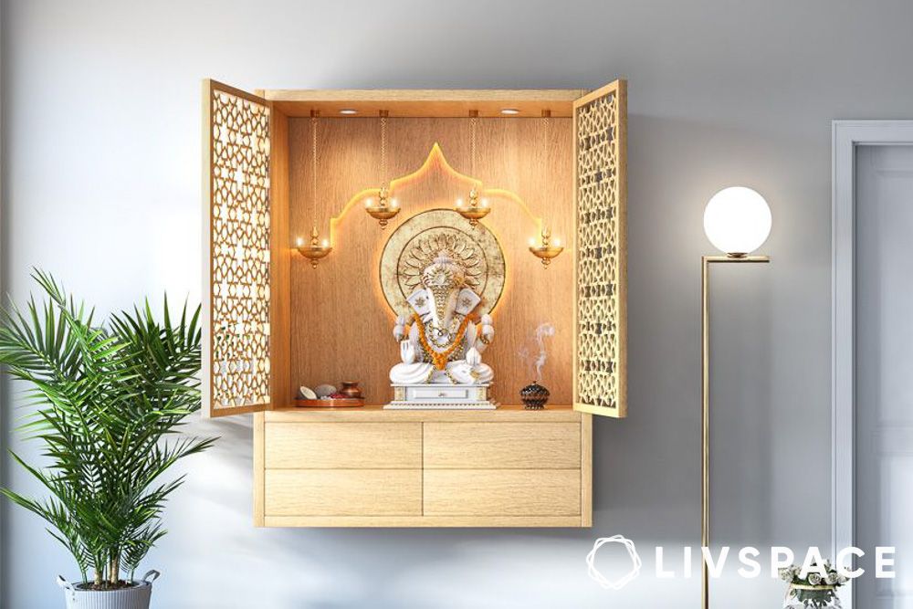 mandir cabinet with door