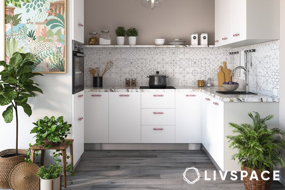 white kitchen with potted plants interior design tips