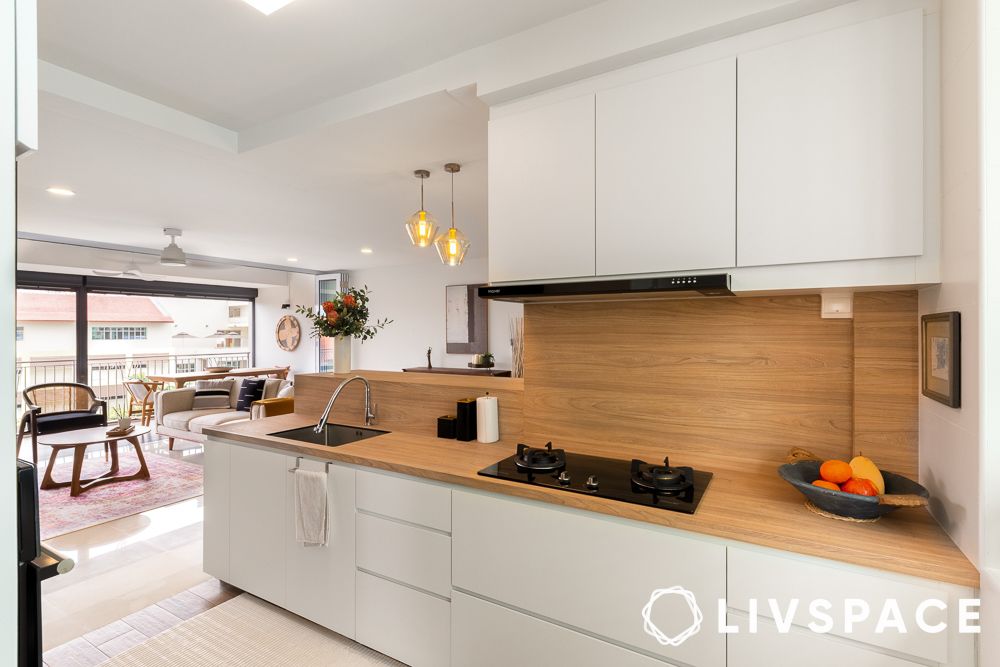 white kitchen open layout