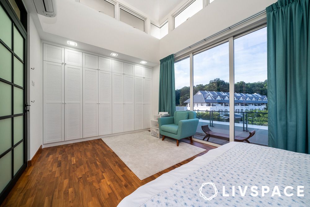 fitted louver wardrobe in a bedroom