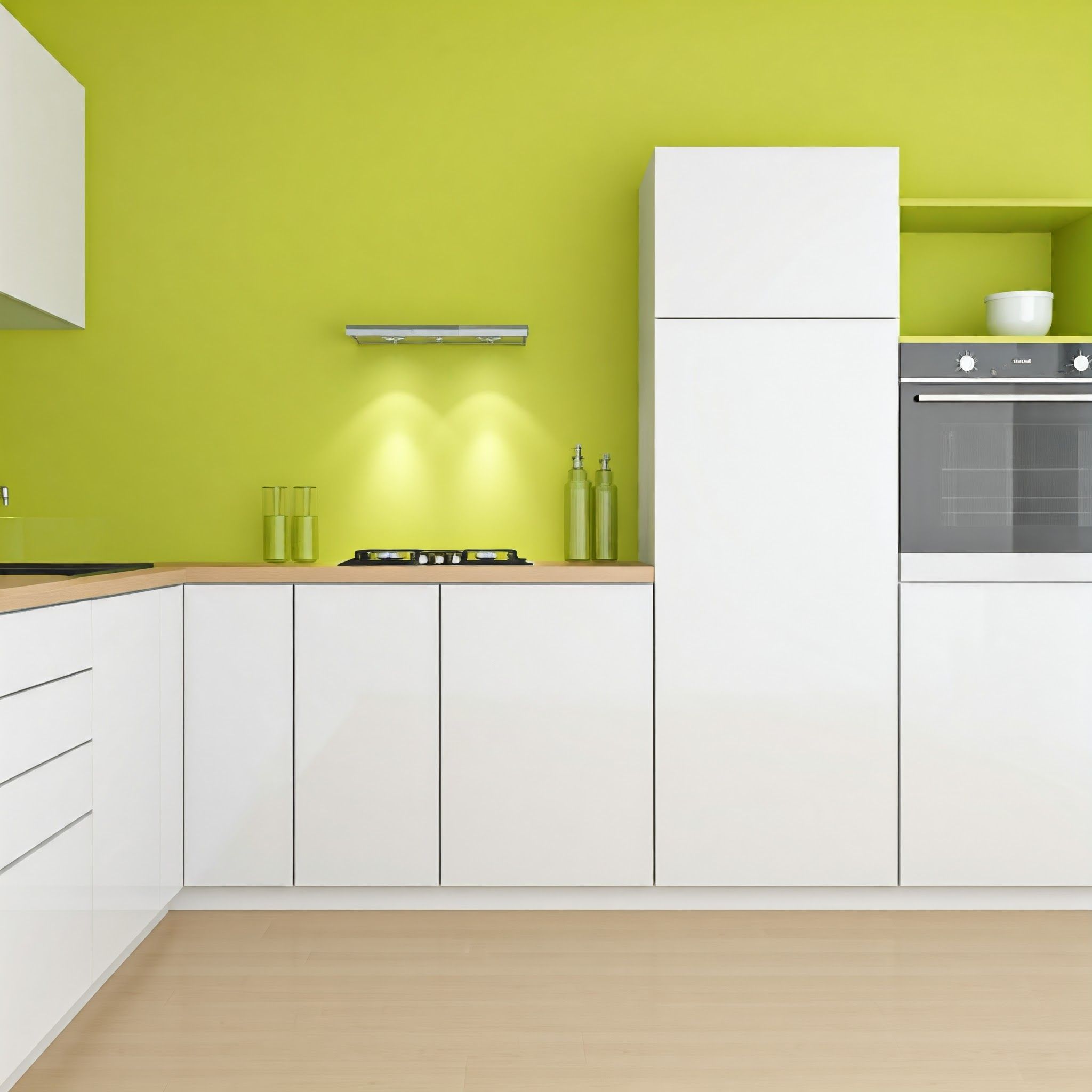 lime green and white kitchen