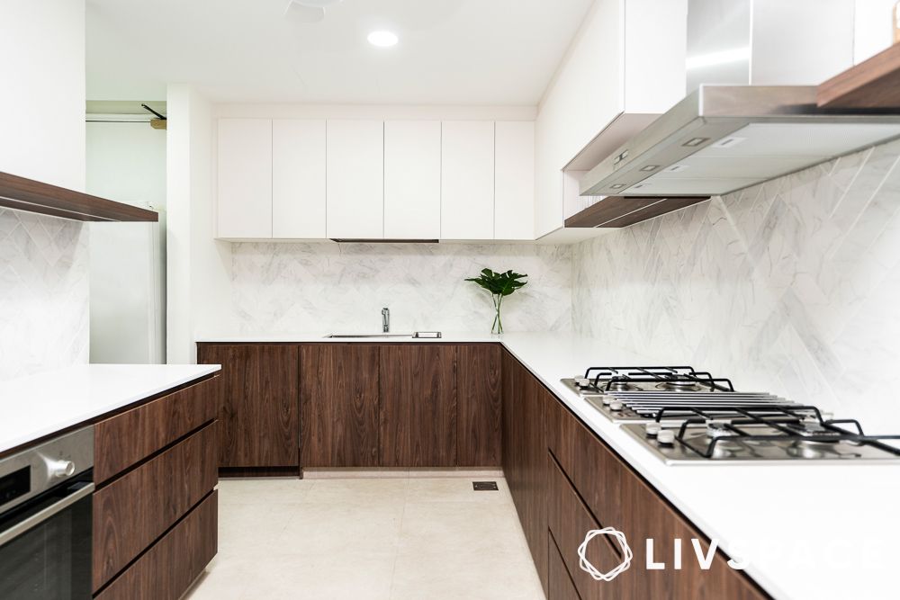 white wood cabinets
