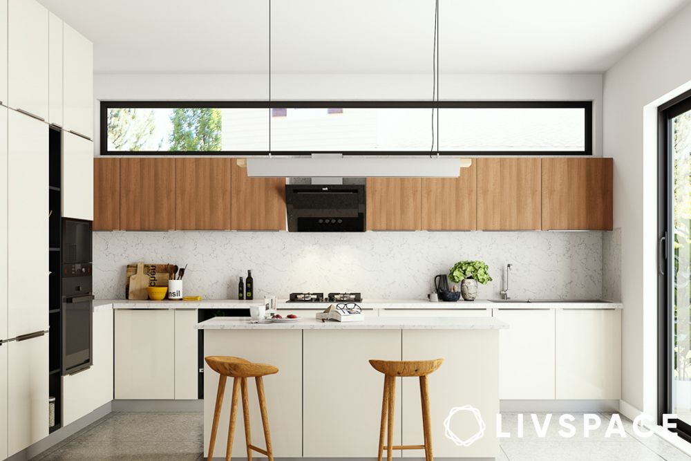 scandi island kitchen brown and white