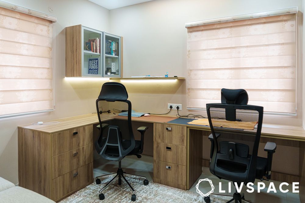 Home office table with under the ledge soft lighting