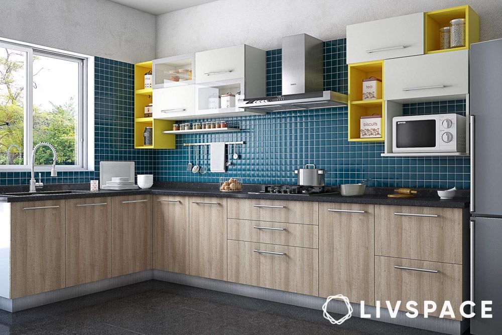 kitchen backsplash ideas blue textured tiles
