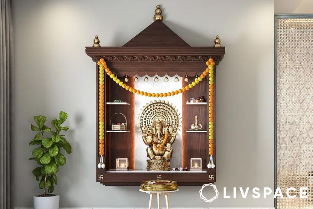 dark wooden mandir design