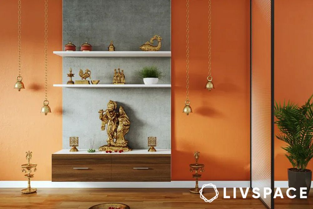 wooden temple for home in orange