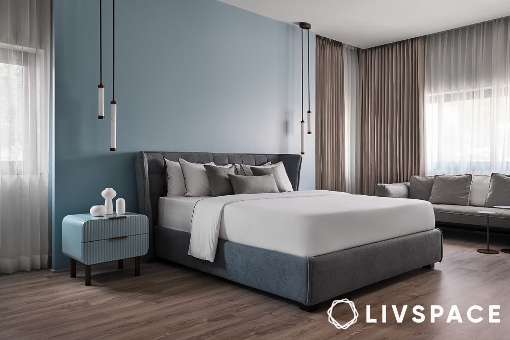 light blue coloured interiors