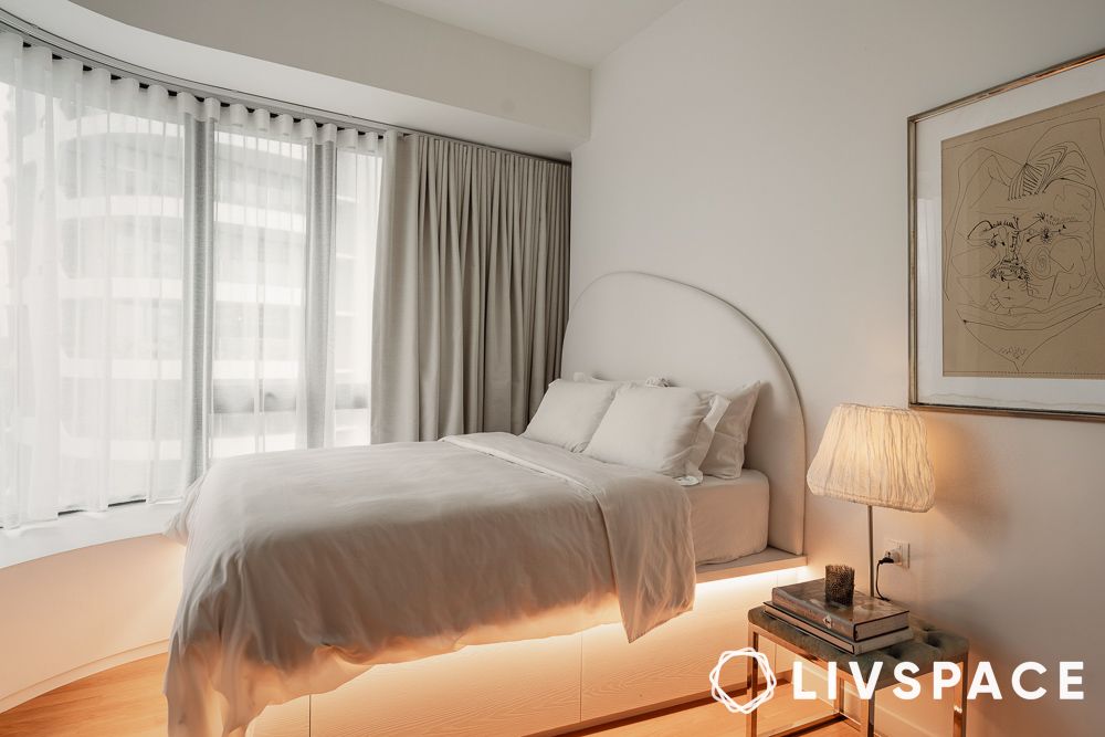 bedroom with wide windows