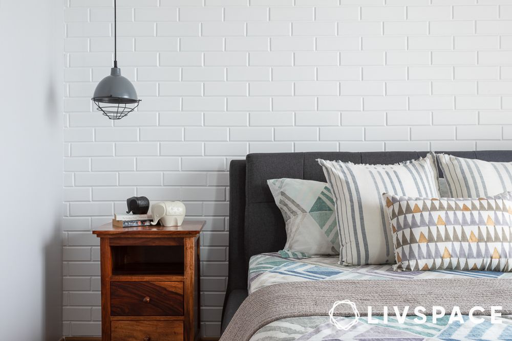 rustic style bedroom with white wall
