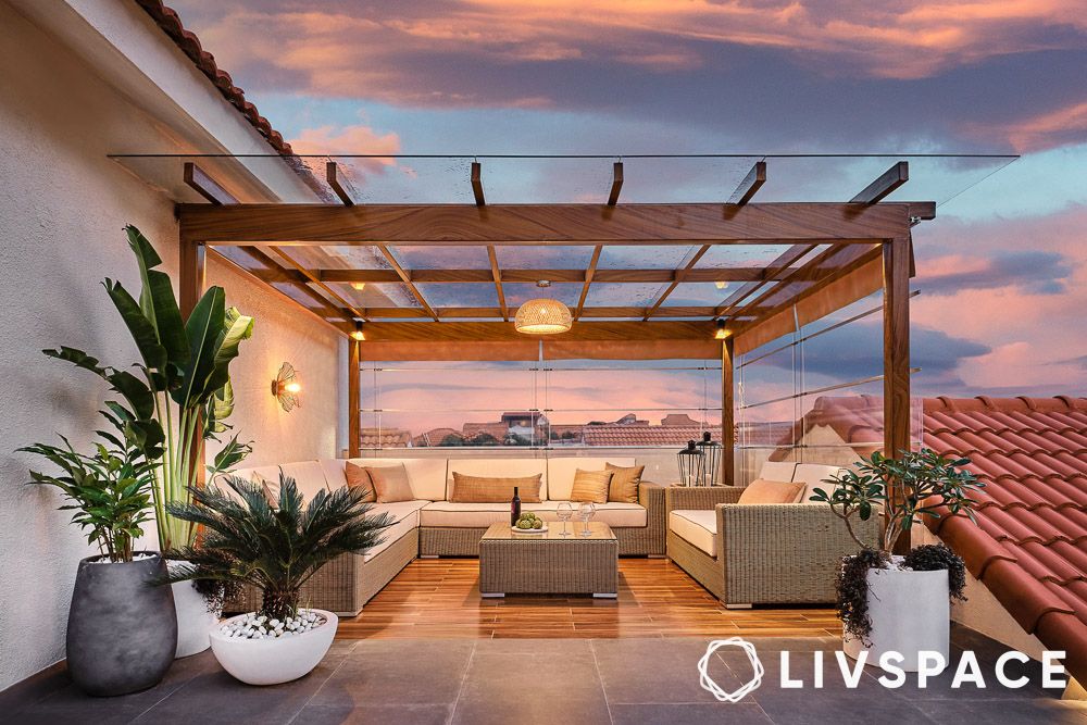 coastal terrace with furniture