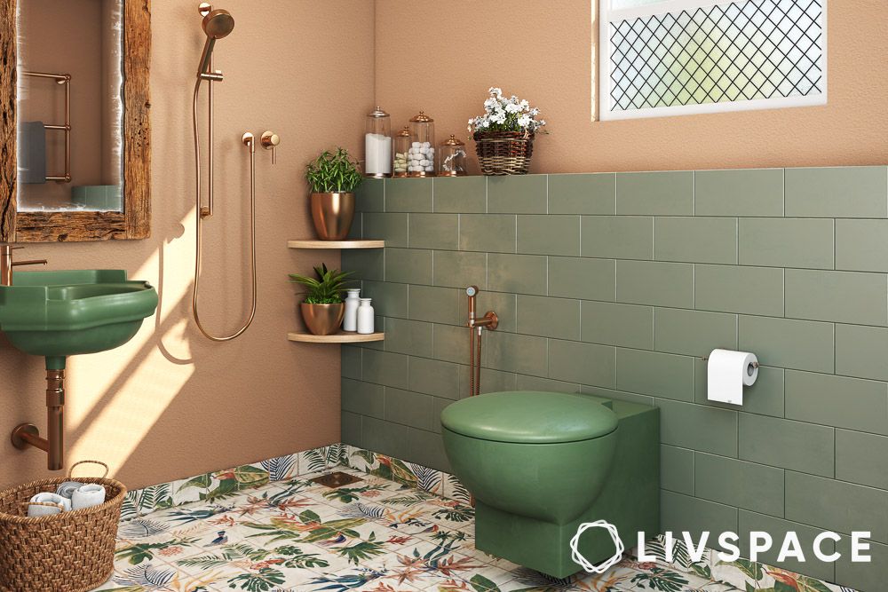 tropical flooring in a bathroom