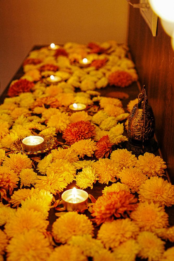 first sankranti decoration with flowers