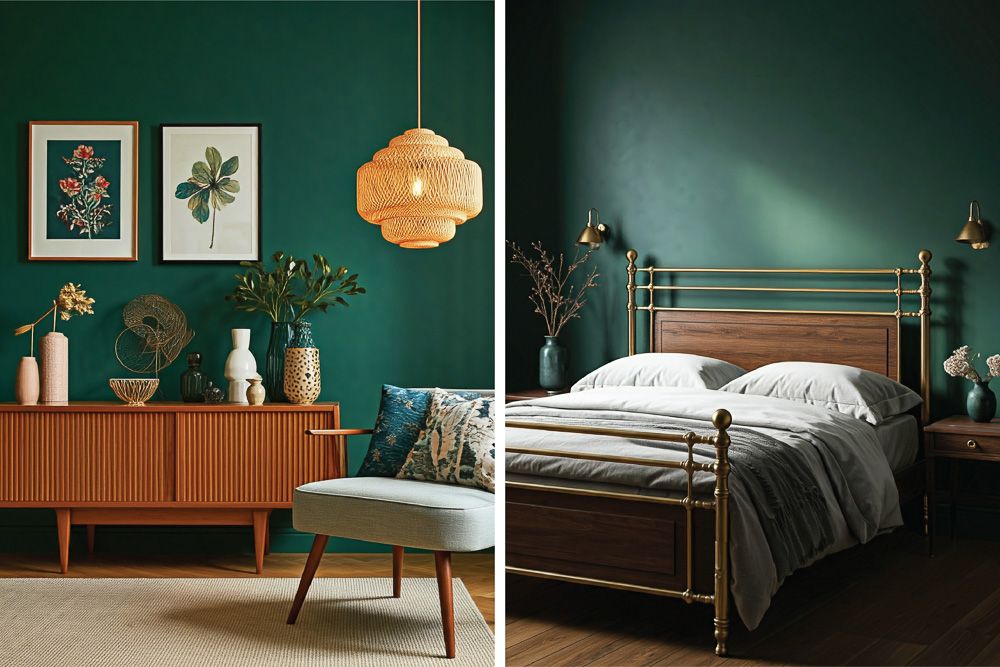 peacock green colour combination for walls