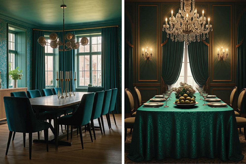 combination for peacock green for dining rooms
