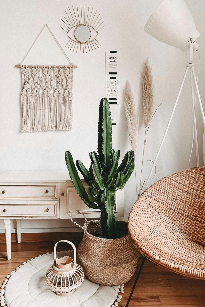 boho interior style with macrame and fringe