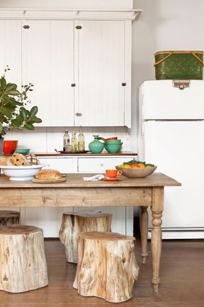 stump stool for boho kitchen and dining table