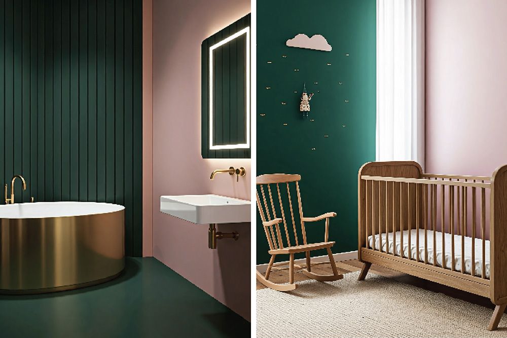 Pink colour combination with peacock green