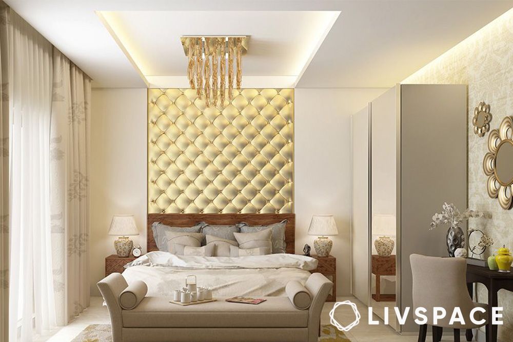 royal POP design for bedroom with glided chandelier