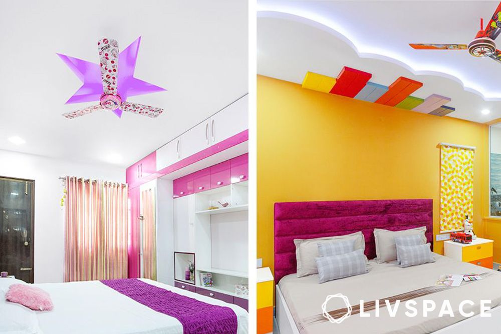 Fun POP ceiling designs for the kids bedroom star and cloud shaped design