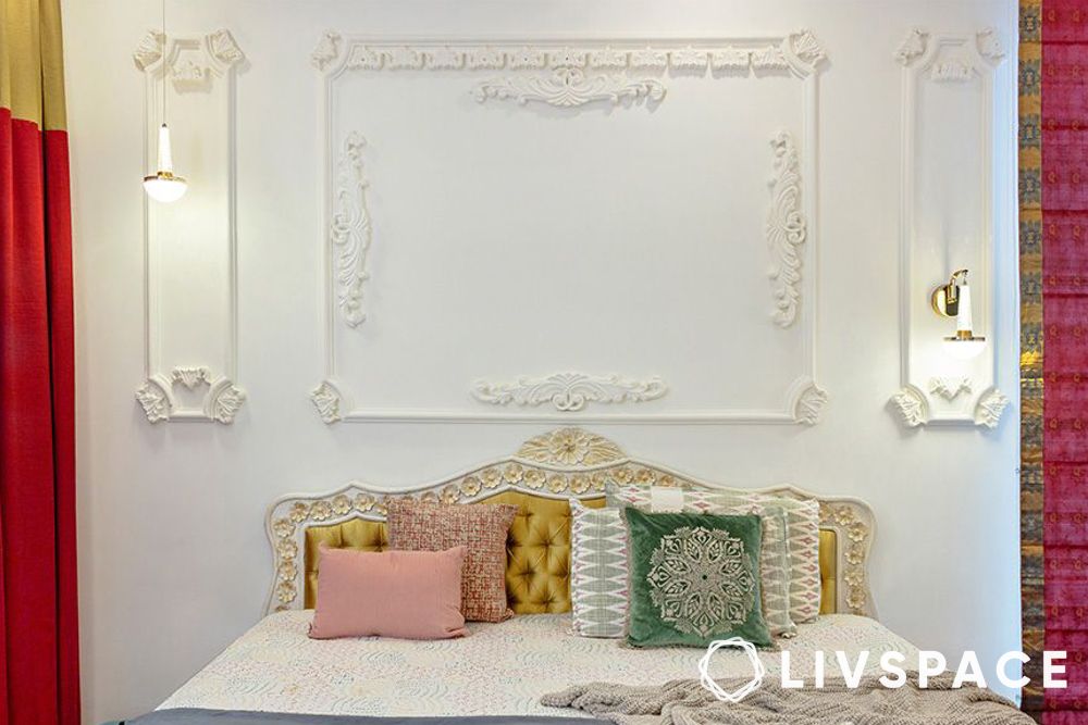 Victorian style POP wall design moulding for bedroom