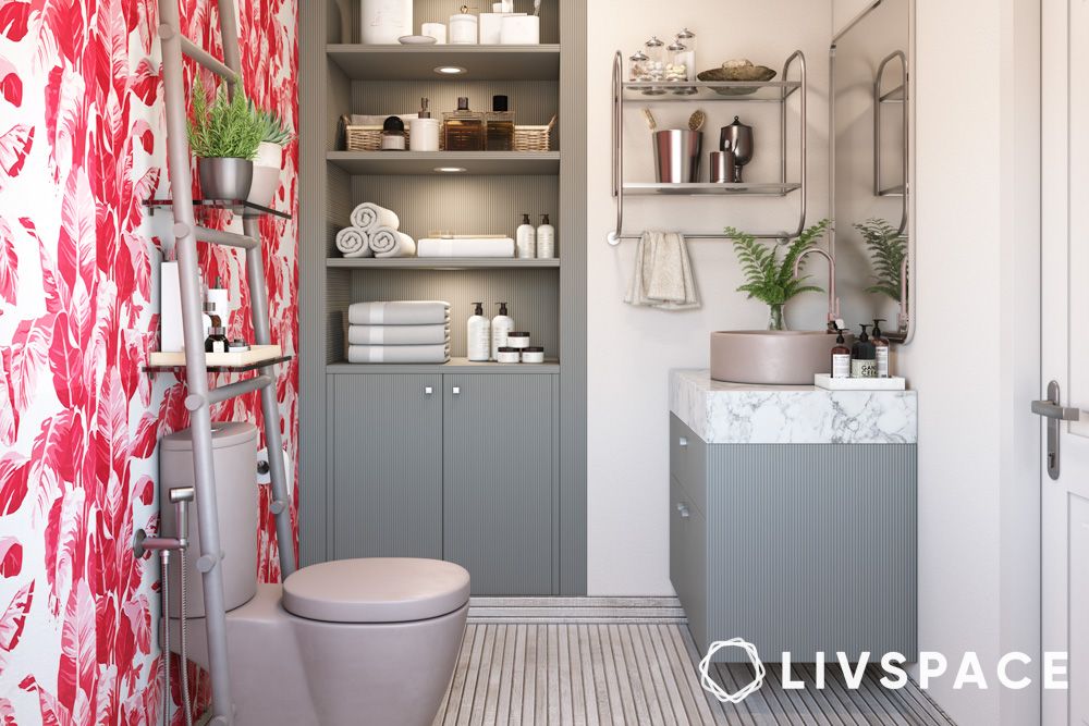 small baths ideas with wallpaper