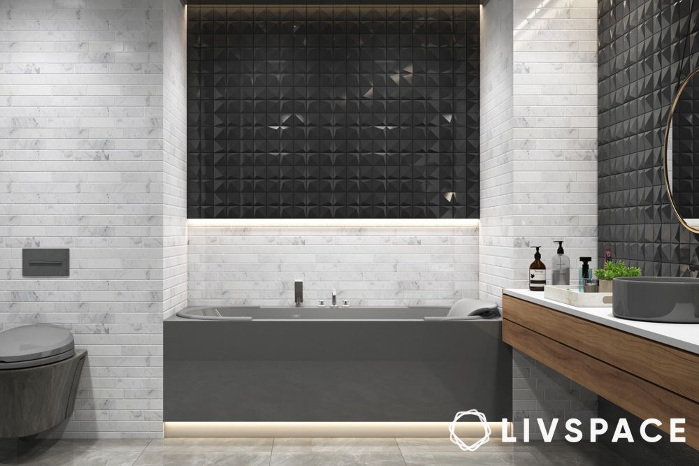 black and grey futuristic bathroom design