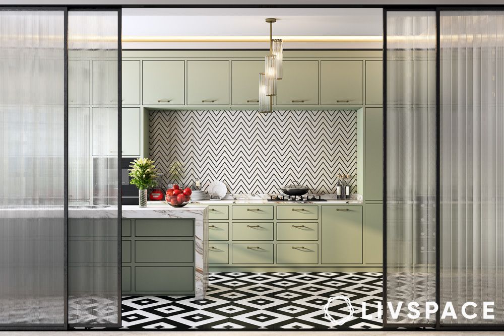 Glass sliding kitchen door design