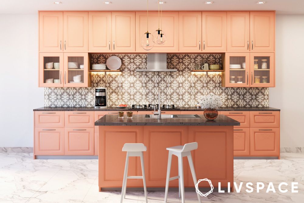 Kitchen wall paint design with blush orange