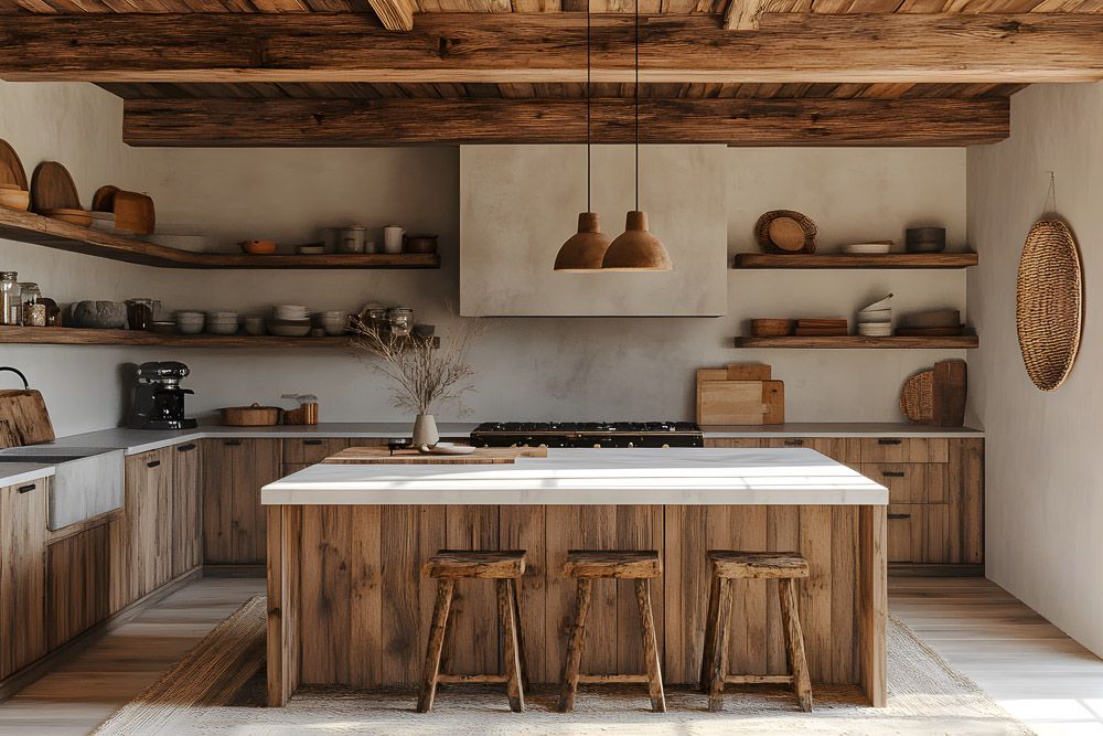 Kitchen trends 2025 with natural materials