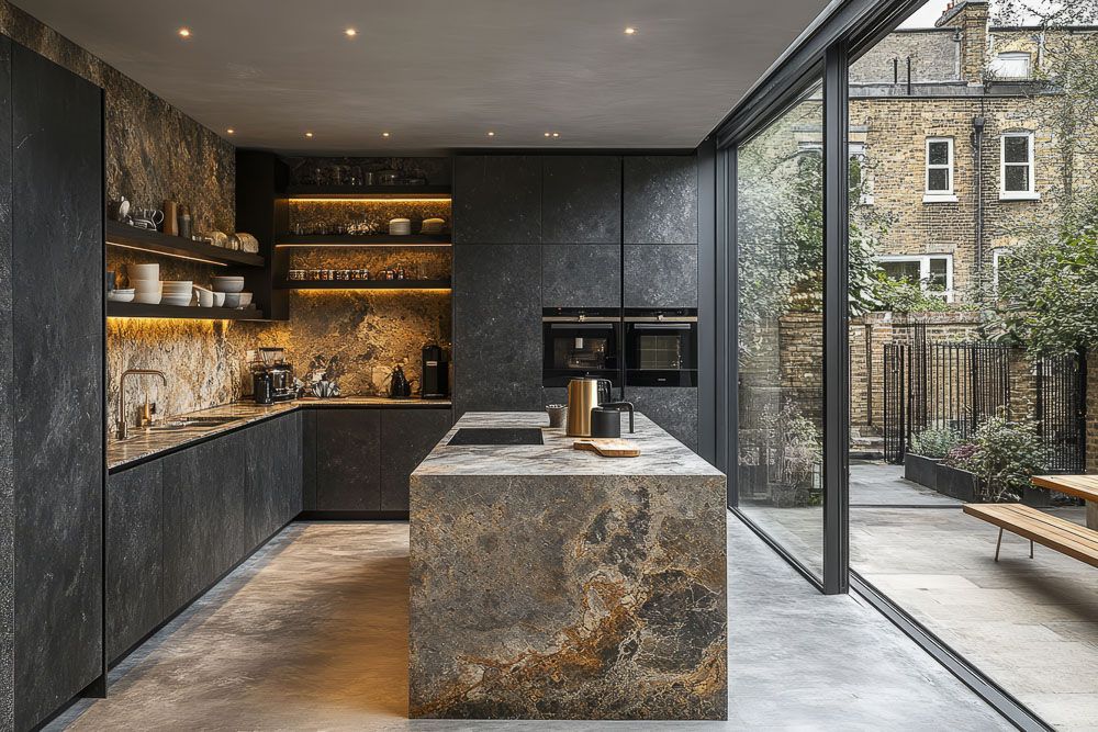 kitchen design trends for 2025 with natural stone