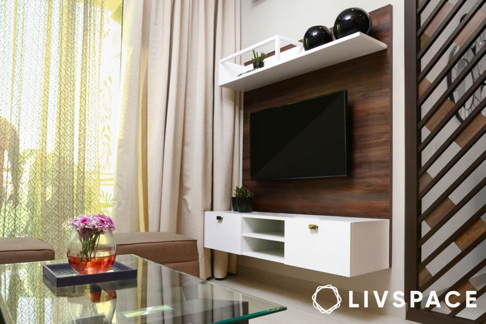 tv unit with wooden cabinet 1