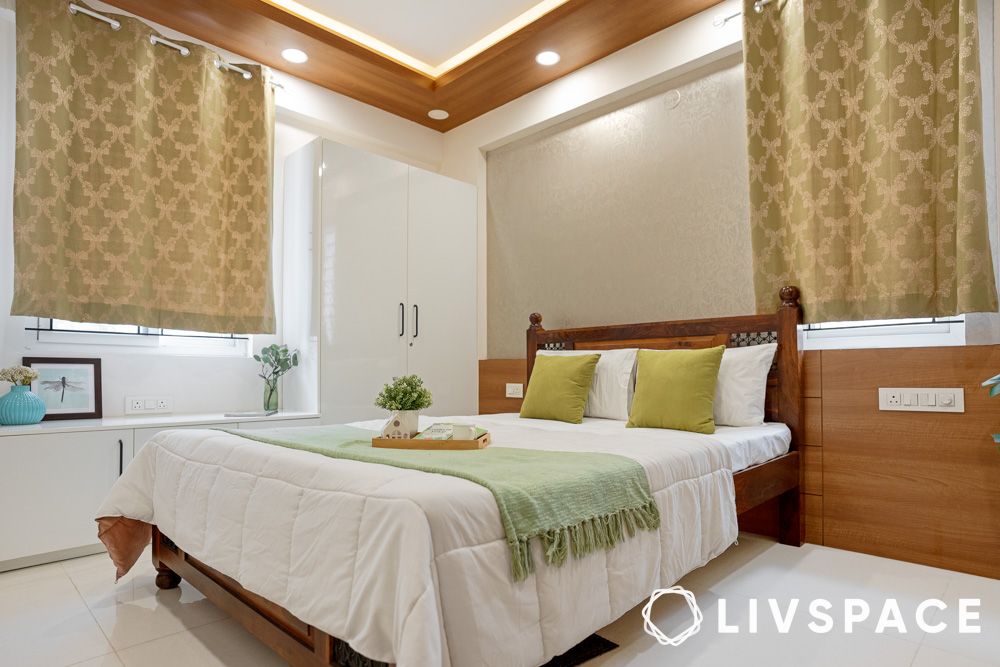 Scandinavian bedroom design with a window day bed