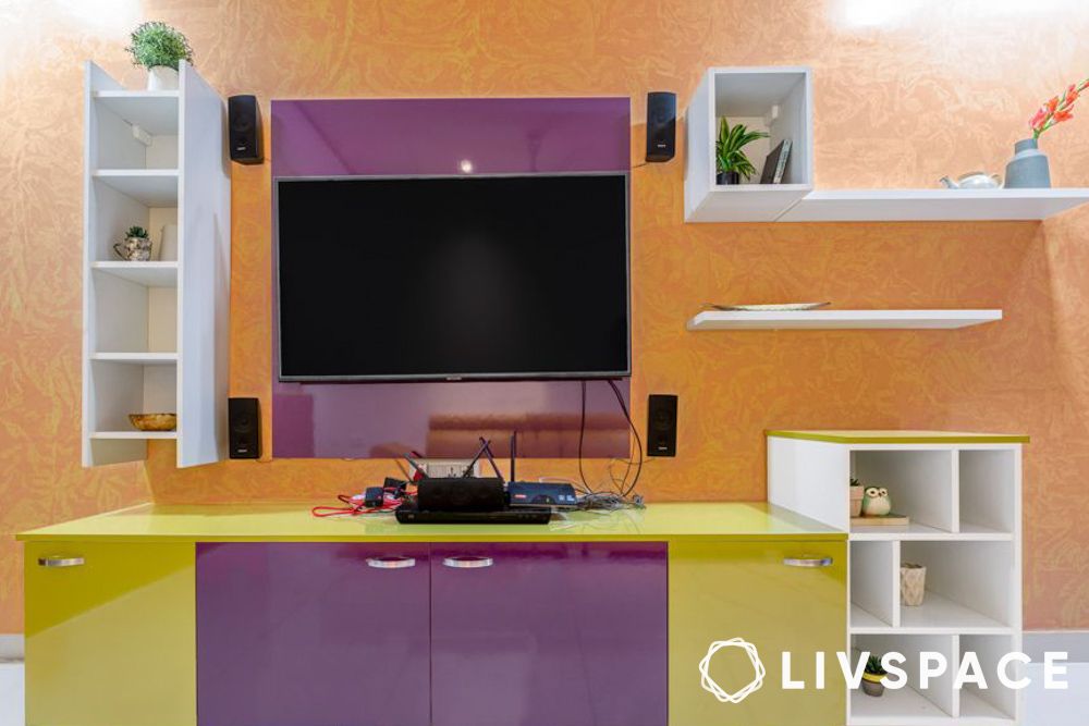 colourful tv unit design for modern design