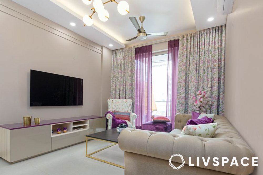 glossy acrylic tv unit design