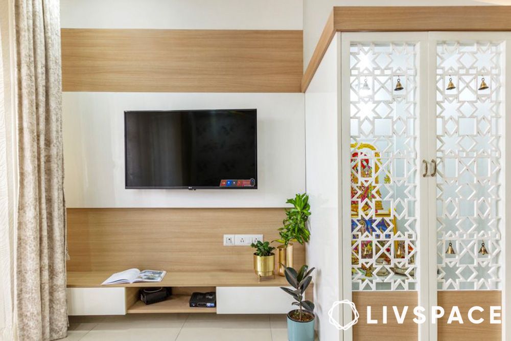 tv unit with pooja room