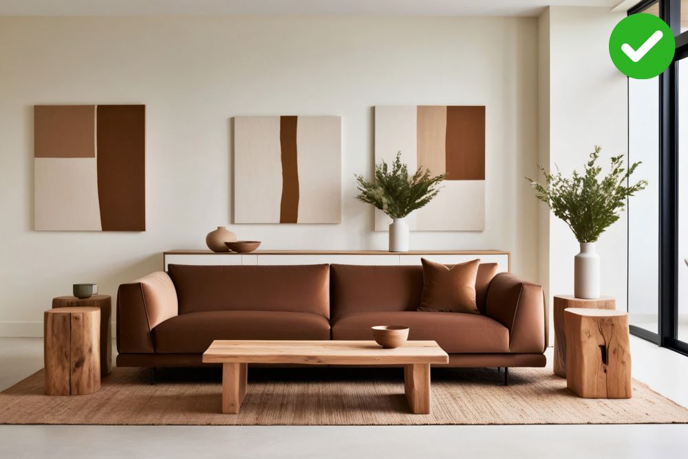 A mocha mousse and white home interior colour design trend