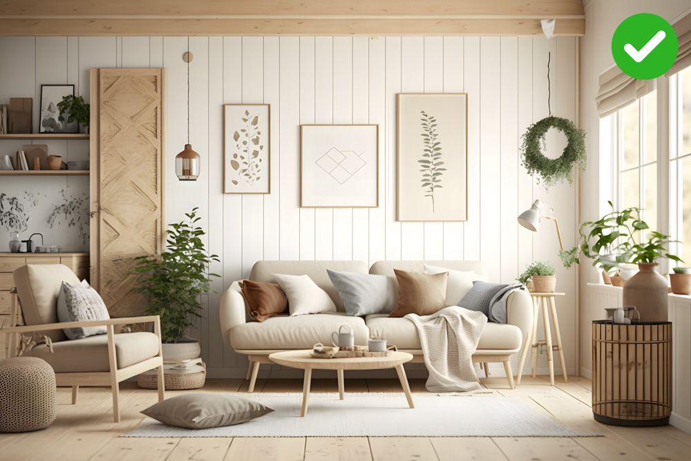 Room interior design with beige undertones