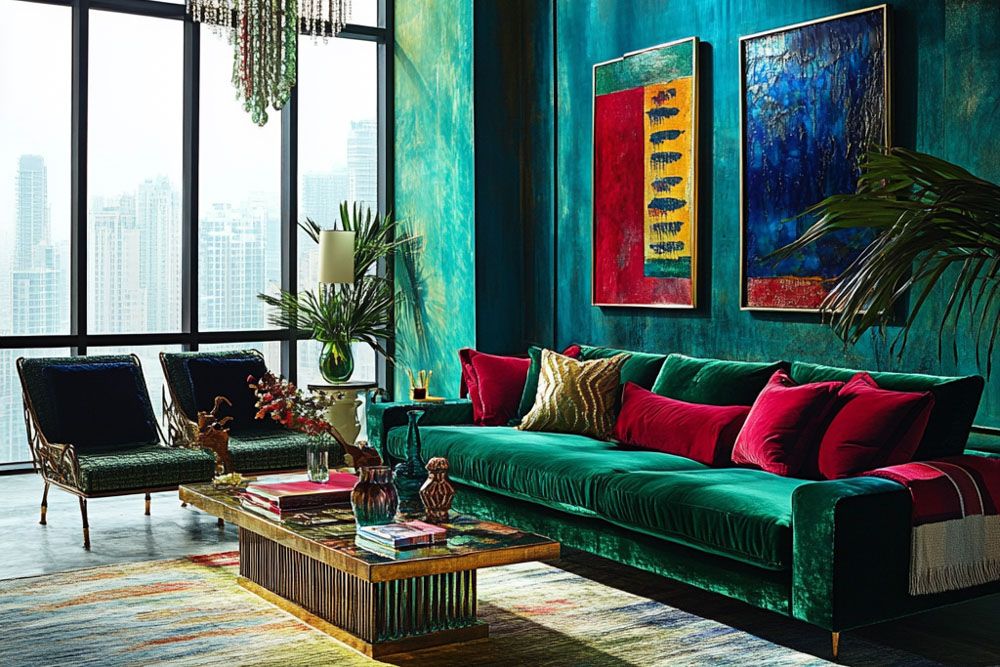 Rich jewel tones in a small room