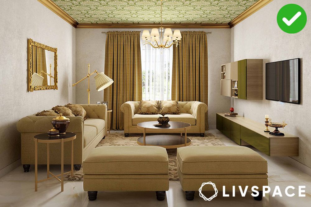 False ceiling design with wallpaper