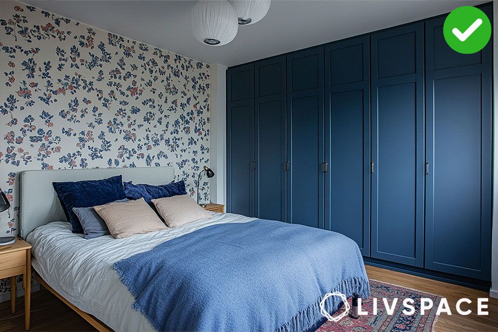 Blue colour combination in a bedroom for smooth sleep