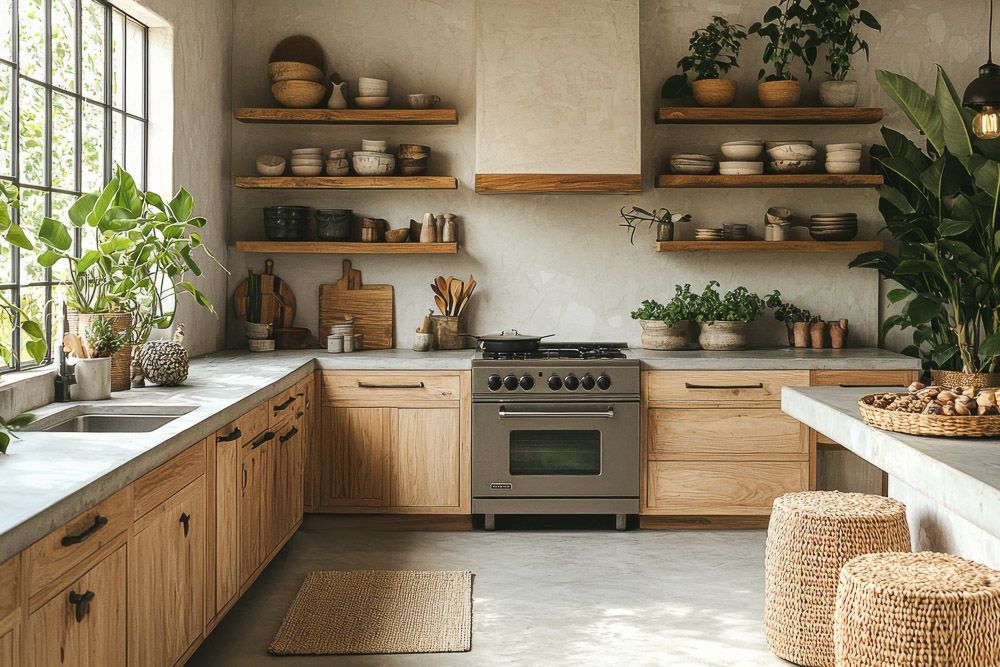 Sustainable small open kitchen design