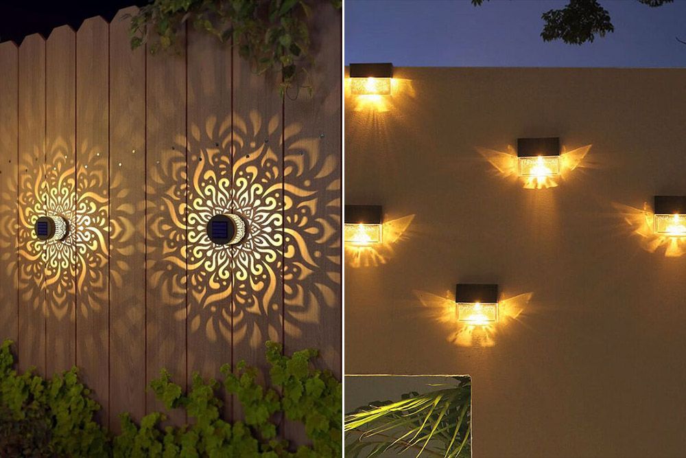 Garden wall lights giving out beautiful decorative shadows